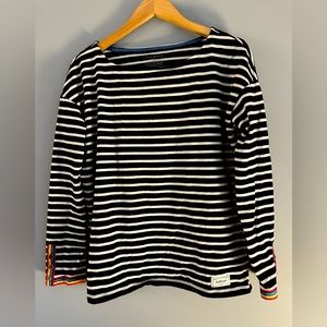 Talbots STRIPED M shirt- with rainbow sleeve detail